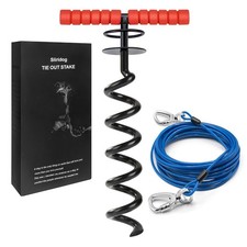 Heavy Duty 20FT Dog Tie Out Cable and Stake, Black 20ft cable and stake