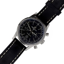 Breitling Transocean Chronograph 38 Black Dial Leather Band Steel Box Paper 2015 6