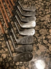 Antique Hickory Wood Shaft George Nicoll Indicator 2-9 Ironset Golf Clubs