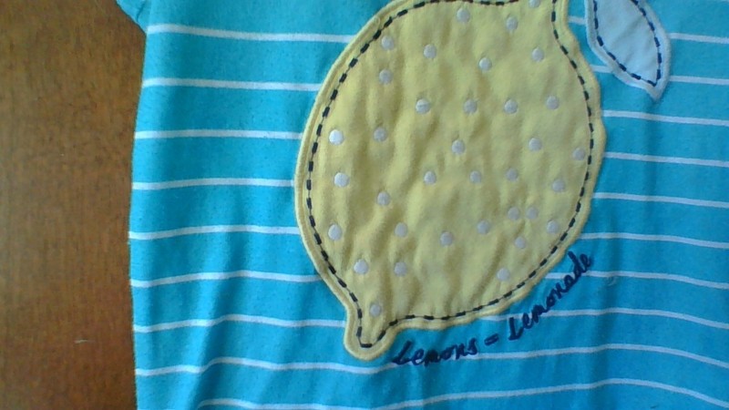 Cat & Jack Embroidery Lemons=Lemonade Size 6/6X Girls T-Shirt Short Slv *Stained