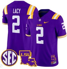 MEN LSU Kyren Lacy 2025 Louisiana Patch Limited Stitched Jersey Purple