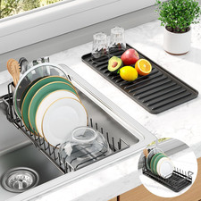 Expandable Dish Rack for Kitchen Counter, Medium, Black