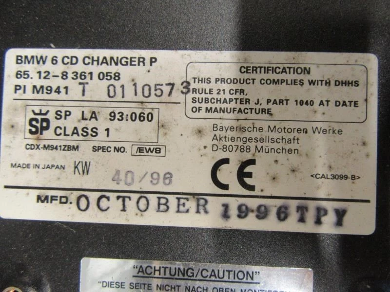Audio Equipment Radio CD Changer 6 Disc Fits 93-98 BMW 740i 1580304 Foto 2 de 4