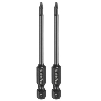 2 Stück T7 Torx Schraubendreherbit 1/4'' Sechskantschaft 3'' für Magnet mit Loch