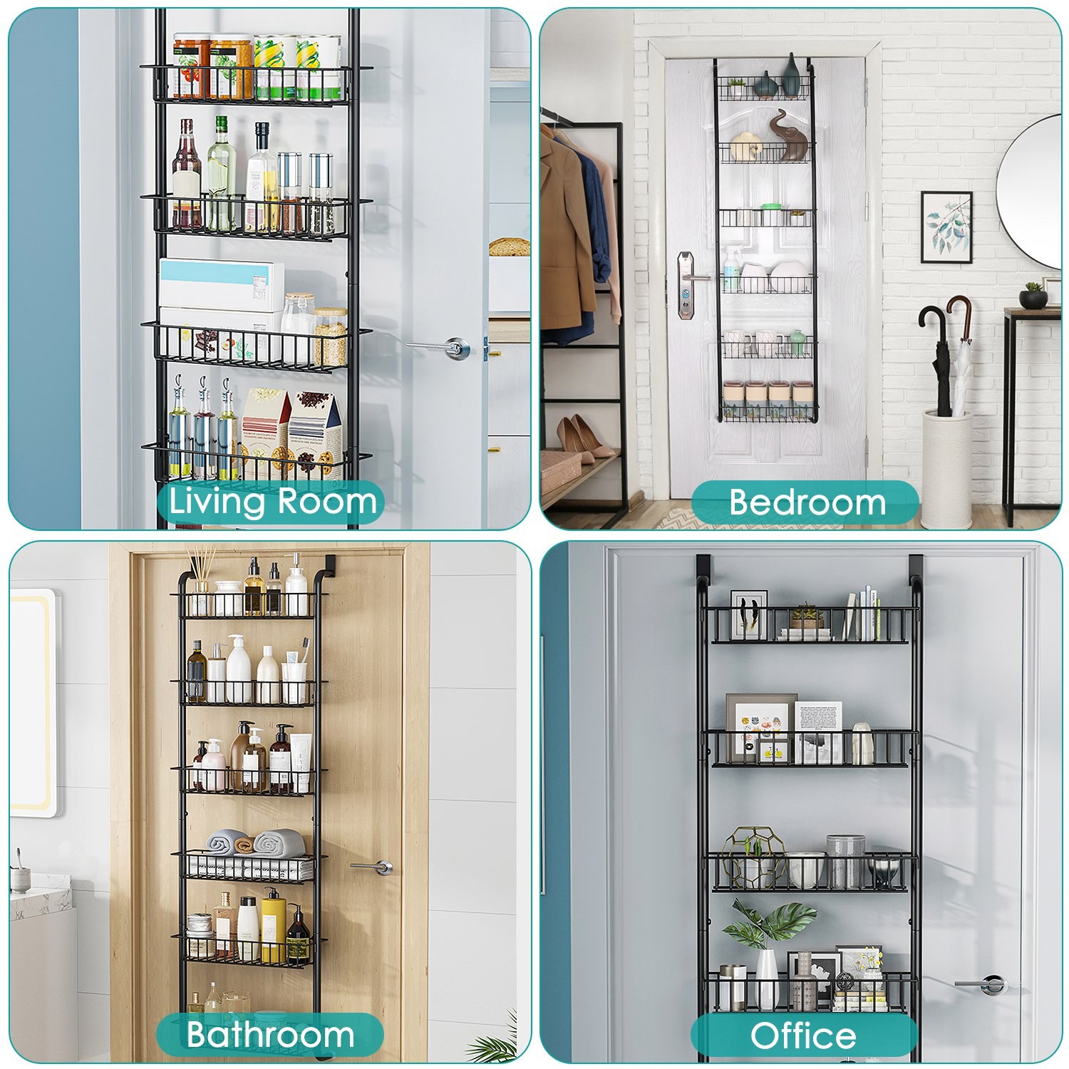 Over The Door Organizer Spice Rack Storage Shelf for Kitchen Bathroom Office