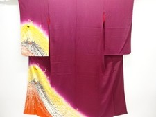 7752219: JAPANESE KIMONO / ANTIQUE KIMONO / TAISHO ROMAN STYLE / SILK / KINSHA /