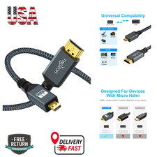 Micro HDMI to HDMI Cable 3.3FT High-Speed Full Support 3D 4K 60Hz 1080p Braided