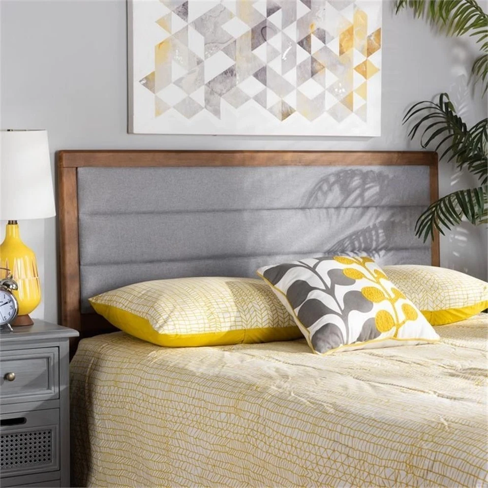 Cabecero Baxton Studio Dexter madera acabada gris claro y marrón tamaño king Foto 4 de 4