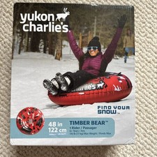 Yukon Charlie's Inflatable Snow Tube Timber Bear Red 48" 170 lb Max Sledding New