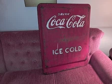 Vintage 1950's Coca-Cola Cooler Panel, 32 1/2 X 25 1/4 X 2 inches