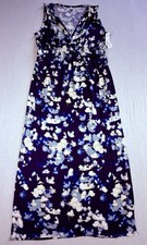 ANA Empire Maxi Dress Sz XL Tall Blue Pink Boho Flowy Summer Cottagecore NWT