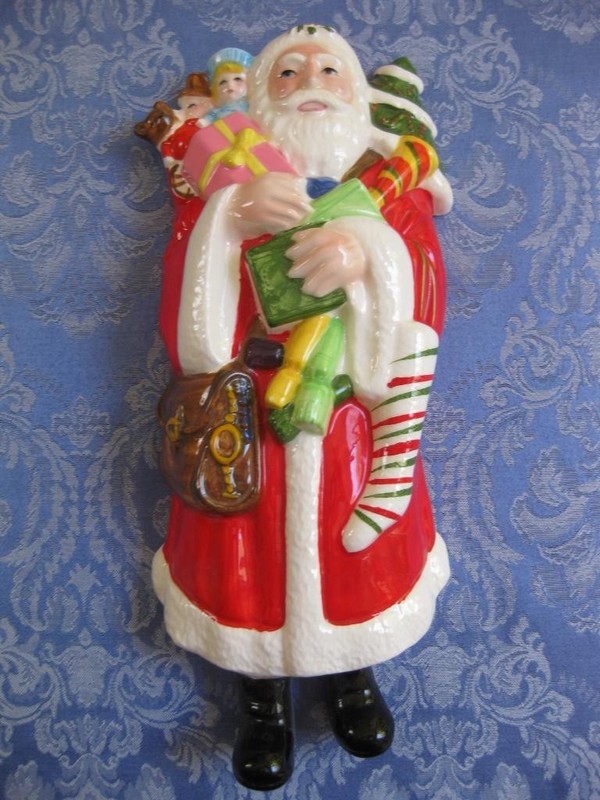 Retro Wall Hanging Santa Claus Holding Packages Christmas Xmas Figurine Japan