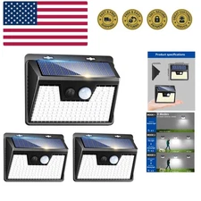 140LED Solar Powered Lights Outdoor Waterproof, 3 Packs Motion Sensor Light U...