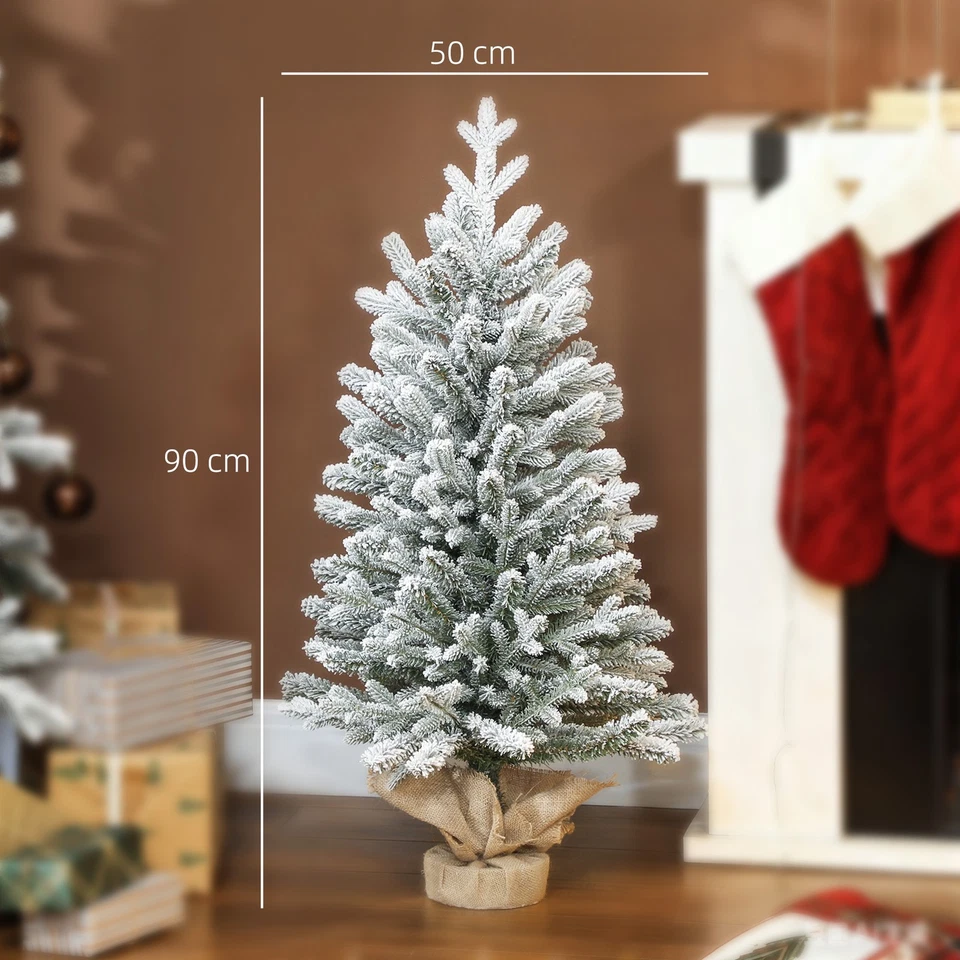 HOMCOM Mini Künstlicher Weihnachtsbaum 90 cm künstlich Tannenbaum mit Schnee - Bild 4 von 4