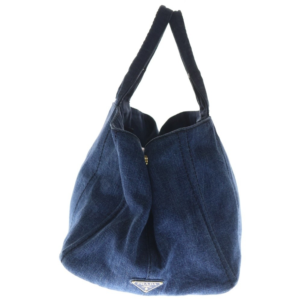 PRADA Canapa Denim Tote Bag Large Handbag Indigo Blue B1872B Gold Hardware from thumbnail 3