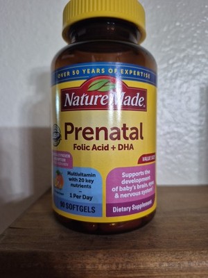 Nature Made Prenatal Folic Acid + DHA 90 Softgels Exp8/26 Or Later #1 Prenatal 
