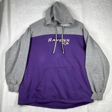 Baltimore Ravens NFL Embroidered Purple Gray Men's M Hoodie