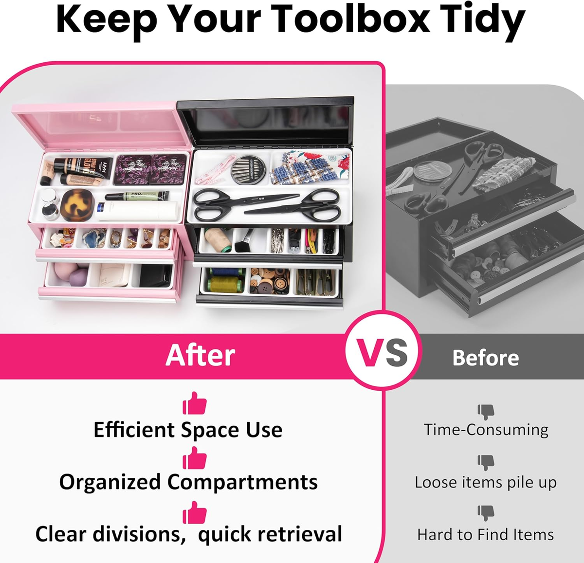 6 Pcs Tool Box Organizer Tray Divider Set Kobalt 2-Drawer Mini