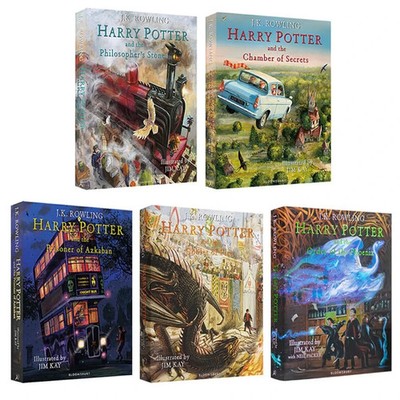 Harry Potter illustrated Edition Hard  5 Books English Full Set DHL Express