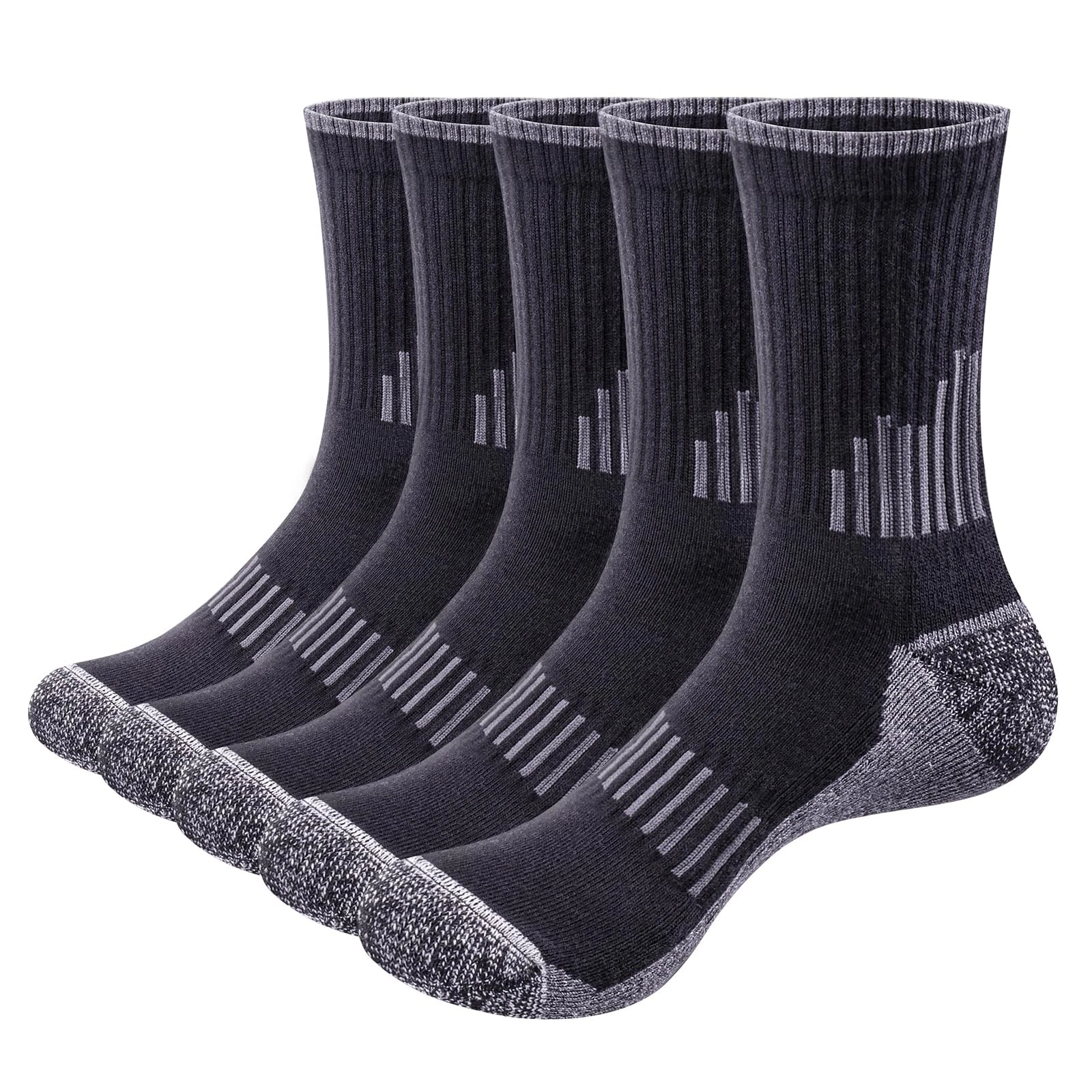 Mens Cushioned Crew Socks Moisture Wicking Padded Work Boot Socks Cotton Brea...
