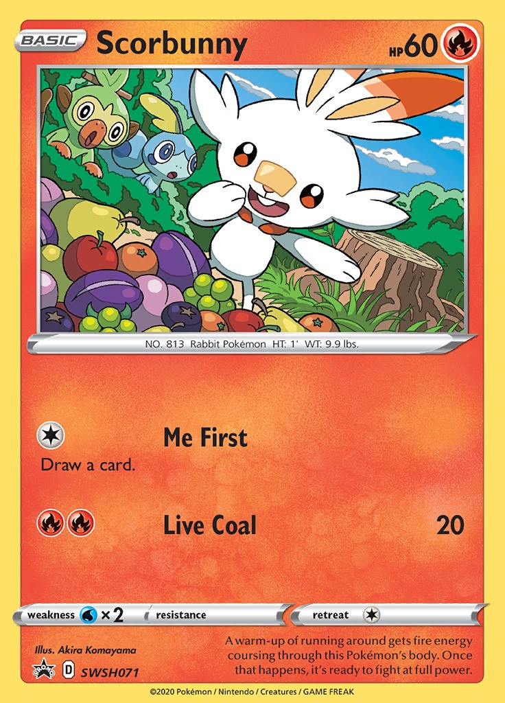 LP Pokemon Scorbunny - SWSH071 - SWSH Black Star Promos Lightly Played SWSH Blac