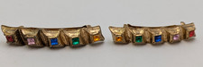 2 Vintage Hair Barrettes Barrette Clips Gold tone Rhinestones