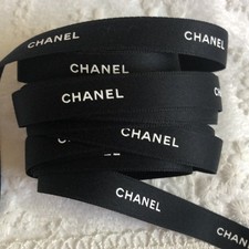    Authentic    Chanel Classic Ribbon Black/ White logo priced per yard