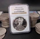 2000 - 1 OZ SILVER PROOF NGC PF69 ULTRA CAMEO U.S. MINT AMERICAN EAGLE BURNISHED