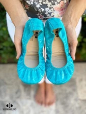 Storehouse Flats Size 9 Blue Gummy Sharks Gator Ballet Flats (Teal Crocodile)
