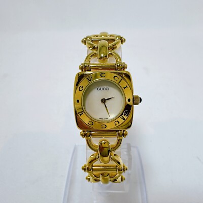 GUCCI 6400L Quartz Gold Shell white Dial Watch Used working | eBay