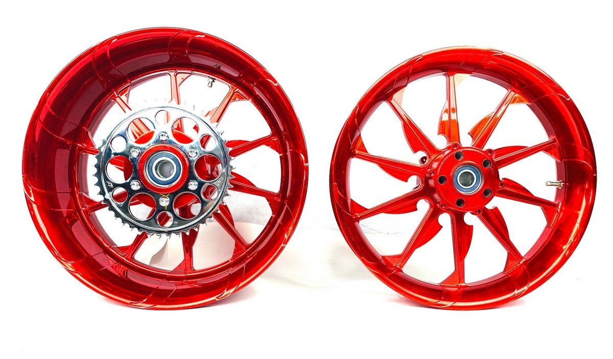 240 FAT TIRE SOLID CANDY RED TORNADO WHEELS 06-11 KAWASAKI NINJA