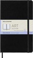 Moleskine Art Sketchbook, Hard Cover, Large 5" x 8.25" Plain/Blank, Black, 104