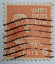 United States Postage Stamp ~ John Quincy Adams ~ 6₵ Red ~ Posted ~ c.1938 - 27