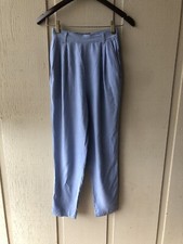 Vintage CALVIN KLEIN SPORT Petite Pants Blue Rayon High Waisted 80s