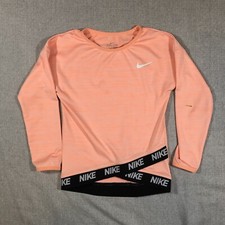 Nike Dri Fit Shirt Youth Kids XS Peach Activewear Long Sleeve FLAW ON SLEEVE