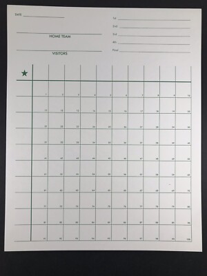 5-100 Square Football Raffle Board HOME VISITOR 1st 2nd 3rd 4th Quarter ...
