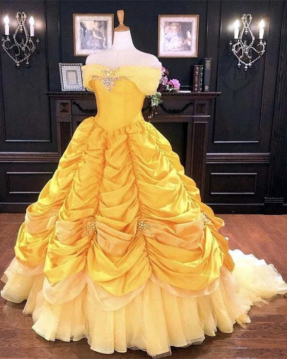 Belle Princess Quinceanera Dresses Off The Shoulder Prom Cosplay Party Gown  HOT | eBay
