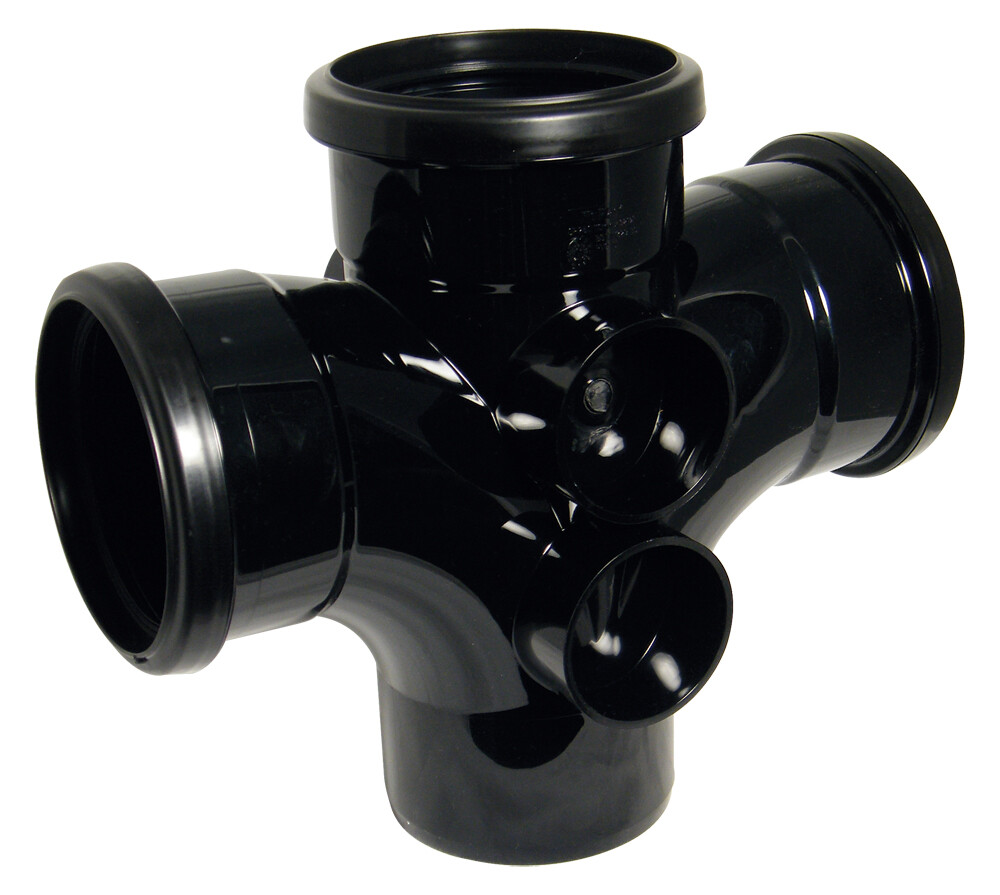 Floplast SP230BL 110mm Ring Seal Soil - 92.5° Double Branch - Black