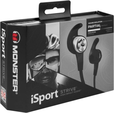 New Monster iSport Strive In-Ear Headphones Wired 3.5mm Sound Isolation Mic