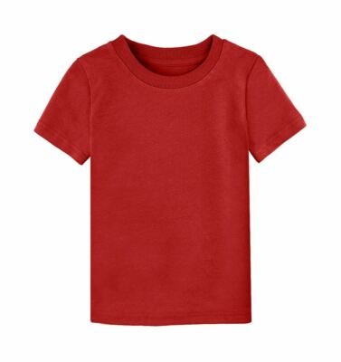 COSLAND Kids Heavyweight Short Sleeves T-Shirt Plain Tee - Red, Size Small 6-8
