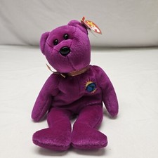 NWT Ty Beanie Babies 1999 "Millennium" The Purple Bear W/Bow Plush Stuffed Toy