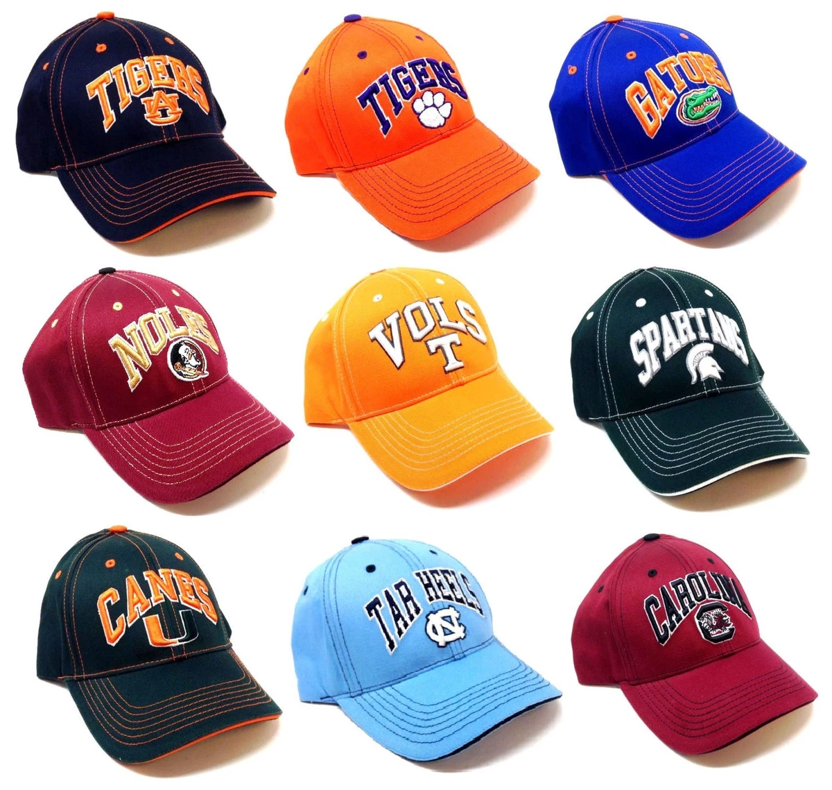 NCAA ADJUSTABLE COLLEGE FOOTBALL TEAM HAT CAP LOGO MASCOT CURVED