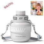BOTTLE JOY 16 oz Kids Stainless Steel Water Bottle With Strap Leakproof Lid Gray