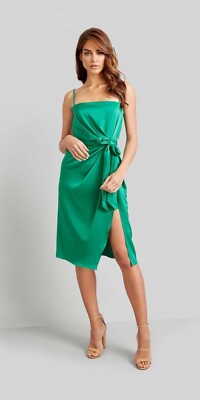 kookai green silk dress Toni Size 36 (AU 8) Esmeraldo Midi dress