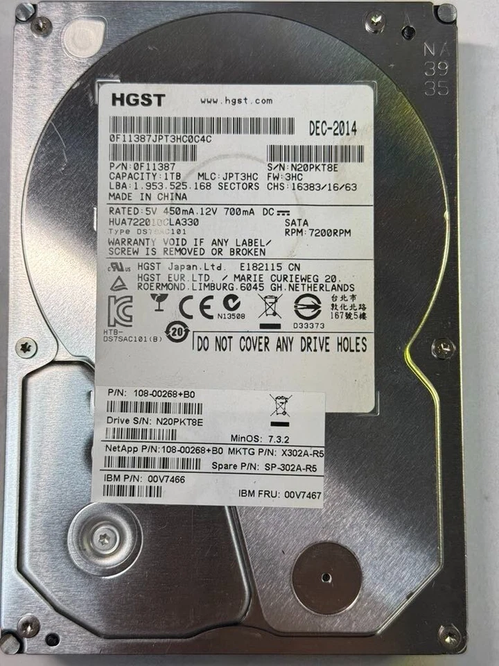 NetApp 1TB 108-00268 SP-302A-R5 HUA722010CLA330 WD1003FBYX 6 Gb/s SATA HDD 3.5" - Image 2 of 4