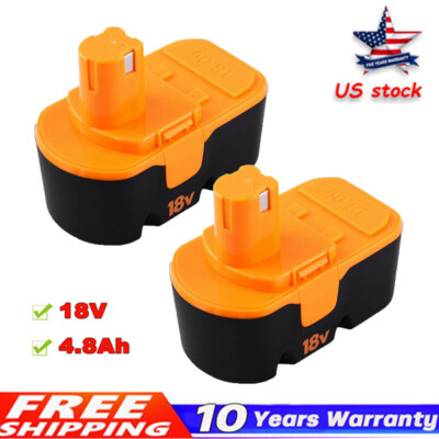 1-2Pack 4.8Ah Replace for Ryobi Battery/Charger 18V PLUS NIMH P100 13022 ABP1801