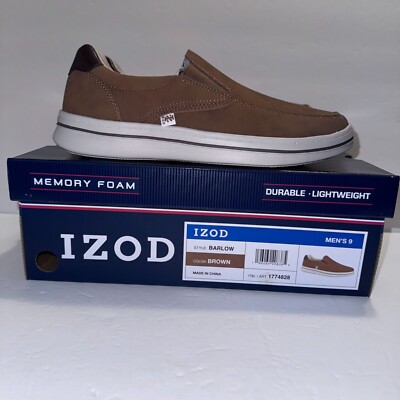  Izod Mens Size 9 Brown Barlow Slip-On Loafers Lightweight Durable Shoes Sneaker