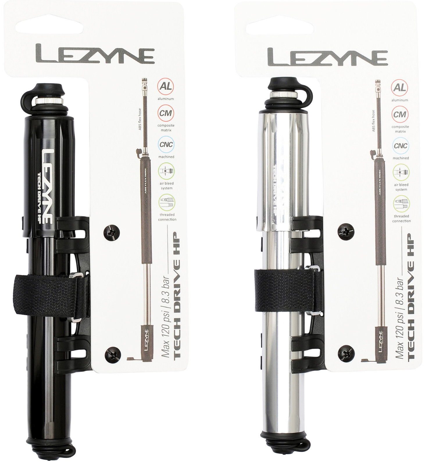 Mini pompe LEZYNE Tech Drive HP S en aluminium usiné CNC durable