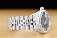 ROLEX MENS DATEJUST 1601 BLACK 18K WHITE GOLD STAINLESS STEEL JUBILEE WATCH 7