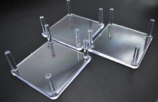 3-Pack: 4 Prong Display Table Stand 4x4" for LG Shells Clear Acrylic Made in USA